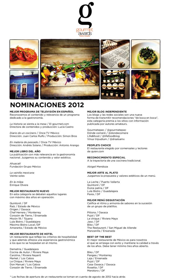 Hoy se premia los Gourmet Awards 2012