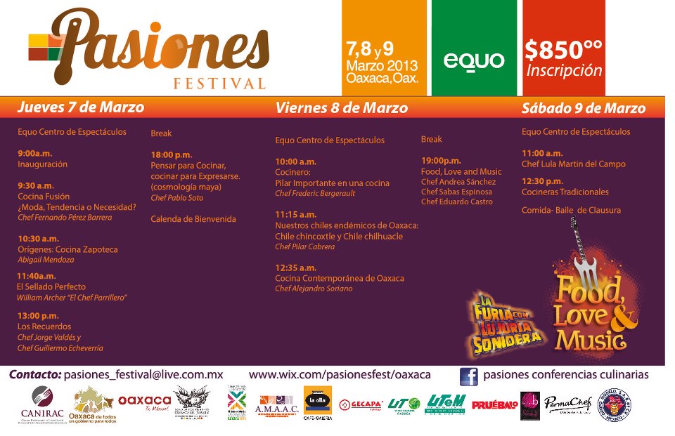 Programa del Festival Pasiones Oaxaca