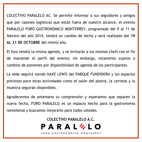 Cambio fecha en Foro Paralelo