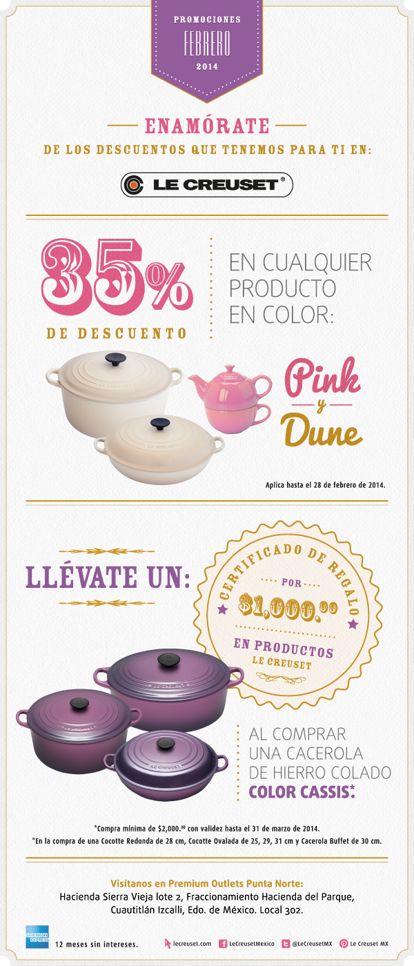 35% Dcto en Le Creuset color Pink & Dune