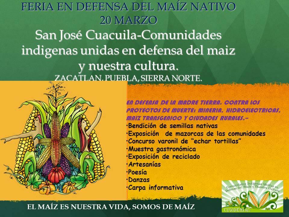 Feria en Defensa del Maíz Nativo, en Puebla